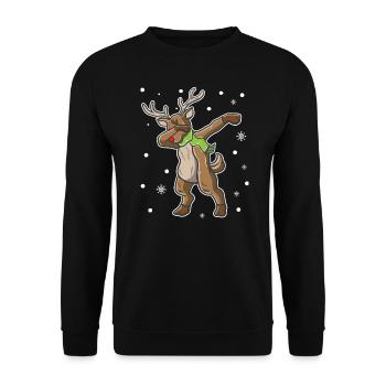 Tupfen Deer Christmas Xmas Yuletide Weihnachtsgeschenk - Unisex Pullover - Schwarz - Vorne - Alina (178cm) & Michal (187cm)