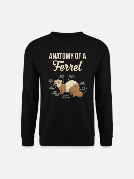 Ferret Anatomy Funny Animal Lover Furry Wildlife - Unisex Sweatshirt - black