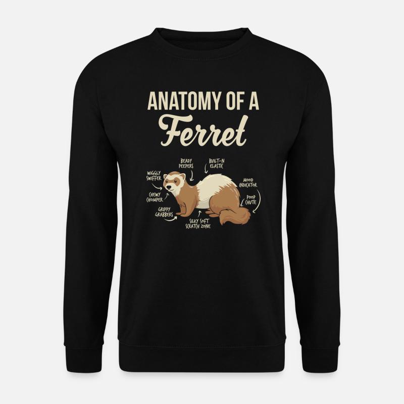 Frettchen Anatomie Lustige Tierliebhaber Pelzige Wildtiere - Unisex Pullover - Schwarz