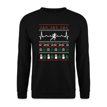 Cadeau de vacances drôle de battement de coeur de coureur de Noël - Sweat-shirt Unisexe - noir - Devant - Alina (178cm) & Michal (187cm)