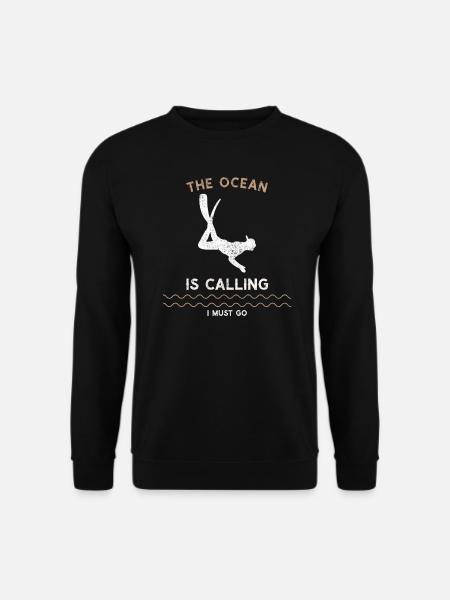 Das Meer ruft an ich gehe Apnoetauchen Schnorcheln - Unisex Pullover - Schwarz