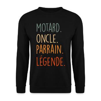 Motard oncle parrain légende - Sweat-shirt Unisexe - noir - Devant - Alina (178cm) & Michal (187cm)