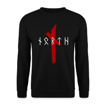 Wikinger - Walhalla - Odin - NORTH - Runen - Unisex Pullover - Schwarz - Vorne - Alina (178cm) & Michal (187cm)