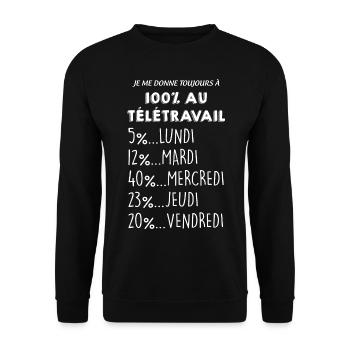 Télétravail , cadeau drole pour mon collègue - Sweat-shirt Unisexe - noir - Devant - Alina (178cm) & Michal (187cm)