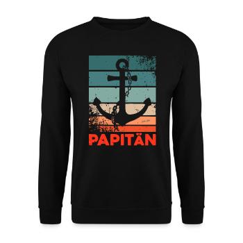PAPITÄN - Vintage Anker - Ostseeliebe - Unisex Pullover - Schwarz - Vorne - Alina (178cm) & Michal (187cm)