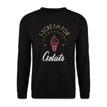 Funny Gelato Lover I Scream For Gelato Italian Ice - Unisex Sweatshirt - black - Front - Alina (178cm) & Michal (187cm)