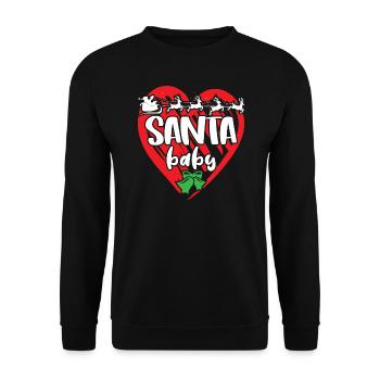 Santa Baby Merry Christmas - Unisex Pullover - Schwarz - Vorne - Alina (178cm) & Michal (187cm)