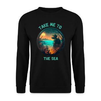 Retro Sonnenuntergang Bringe mich ans Meer Taucher - Unisex Pullover - Schwarz - Vorne - Alina (178cm) & Michal (187cm)
