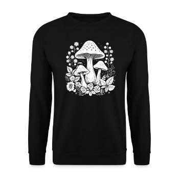 Champignon Cottagecore - Sweat-shirt Unisexe - noir - Devant - Alina (178cm) & Michal (187cm)