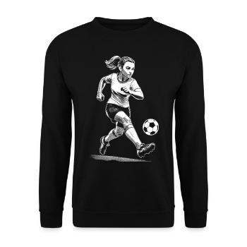 Frauenfußball Shirt Spieltag Spielfreude mit Ball - Unisex Pullover - Schwarz - Vorne - Alina (178cm) & Michal (187cm)