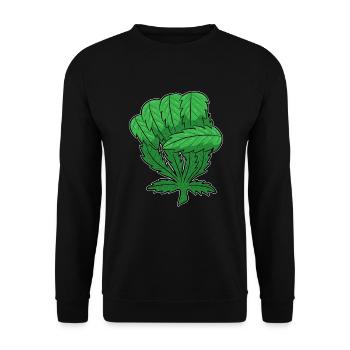 Weed Fist | Cannabis Marijuana THC CBD - Unisex Sweatshirt - black - Front - Alina (178cm) & Michal (187cm)