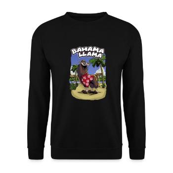 Bahama Llama - Cocktail Urlaub Chill Relax - Unisex Pullover - Schwarz - Vorne - Alina (178cm) & Michal (187cm)