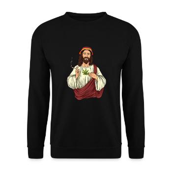 Weed Smoking Jesus Christ - Cannabis Stoner THC - Unisex Sweatshirt - black - Front - Alina (178cm) & Michal (187cm)