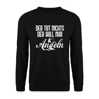 Der tut nichts. Der will nur angeln [white] - Unisex Pullover - Schwarz - Vorne - Alina (178cm) & Michal (187cm)