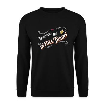 Genieße dein Leben in vollen Zügen - denglish - Unisex Pullover - Schwarz - Vorne - Alina (178cm) & Michal (187cm)