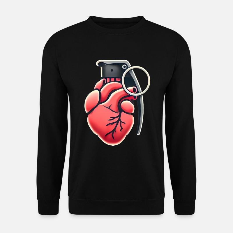 Explosive Heart Grenade Design - Unisex Sweatshirt - black