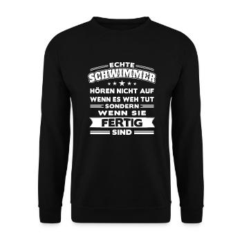 Echte Schwimmer - Unisex Pullover - Schwarz - Vorne - Alina (178cm) & Michal (187cm)