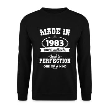 40e anniversaire - Fabriqué en 1983 - Vieilli à la perfection - Sweat-shirt Unisexe - noir - Devant - Alina (178cm) & Michal (187cm)