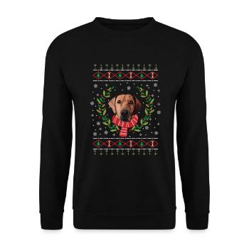 Pull de Noël Broholmer - cadeau - Sweat-shirt Unisexe - noir - Devant - Alina (178cm) & Michal (187cm)