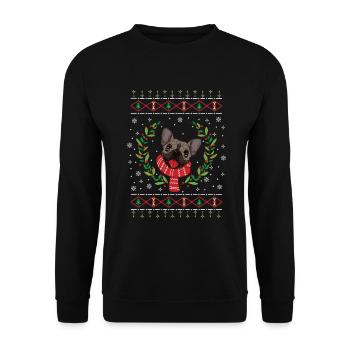 Bouledogue français Noël - Cadeau - Sweat-shirt Unisexe - noir - Devant - Alina (178cm) & Michal (187cm)
