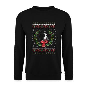 Pull de Noël laid Border Collie - Sweat-shirt Unisexe - noir - Devant - Alina (178cm) & Michal (187cm)