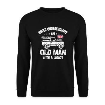 Never Underestimate an Old Man with a Landy - Sweat-shirt Unisexe - noir - Devant - Alina (178cm) & Michal (187cm)