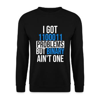 I got 99 problems but binary ain't one - Unisex Pullover - Schwarz - Vorne - Alina (178cm) & Michal (187cm)