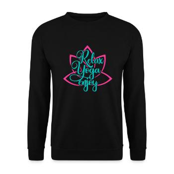 Relax Yoga Enjoy - Relax Yoga Genießen - Unisex Pullover - Schwarz - Vorne - Alina (178cm) & Michal (187cm)