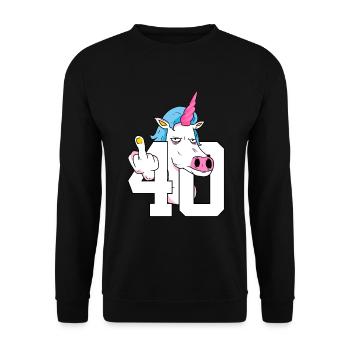 40. GEBURTSTAG EINHORN - Unisex Pullover - Schwarz - Vorne - Alina (178cm) & Michal (187cm)