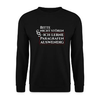 Lernmodus: Paragraphen auswendig lernen - Unisex Pullover - Schwarz - Vorne - Alina (178cm) & Michal (187cm)