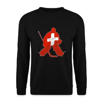 Hockey Keeper - Swiss Flag - Unisex Pullover - Schwarz - Vorne - Alina (178cm) & Michal (187cm)