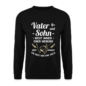 Vater und Sohn - Ein Herz und eine Seele - Unisex Pullover - Schwarz - Vorne - Alina (178cm) & Michal (187cm)
