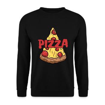 Pizza & Pizza Anteil - Unisex Pullover - Schwarz - Vorne - Alina (178cm) & Michal (187cm)