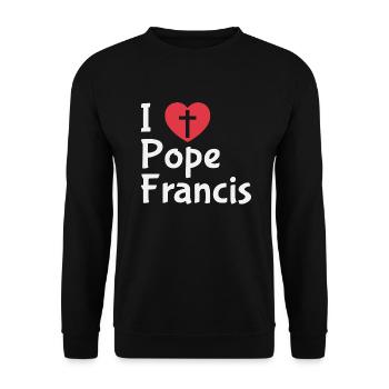 Ich liebe Papst Franziscus Kirche katholisch - Unisex Pullover - Schwarz - Vorne - Alina (178cm) & Michal (187cm)