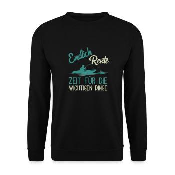 Rente Angeln Fischer Rentner - Unisex Pullover - Schwarz - Vorne - Alina (178cm) & Michal (187cm)