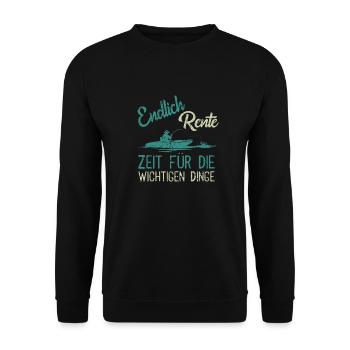 Rente Angler Rentner Ruhestand - Unisex Pullover - Schwarz - Vorne - Alina (178cm) & Michal (187cm)