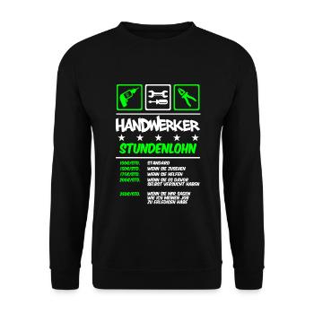 Handwerker Stundenlohn - Unisex Pullover - Schwarz - Vorne - Alina (178cm) & Michal (187cm)