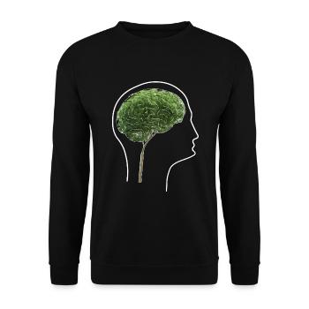 Kopf mit Baum als Gehirn - Unisex Pullover - Schwarz - Vorne - Alina (178cm) & Michal (187cm)
