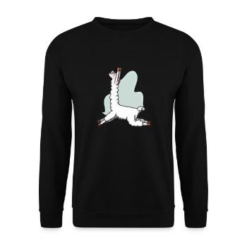 Lama Alpaka lustig witzig Yoga Pose Pilates - Unisex Pullover - Schwarz - Vorne - Alina (178cm) & Michal (187cm)