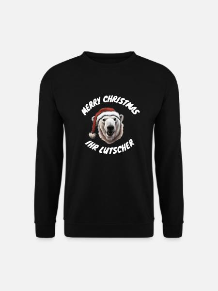 Merry Christmas funny saying for the festival Polar Bear - Unisex Sweatshirt - black