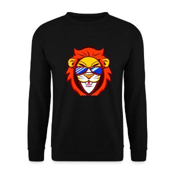 frecher, kleiner Löwe mit cooler Sonnenbrille Kind - Unisex Pullover - Schwarz - Vorne - Alina (178cm) & Michal (187cm)