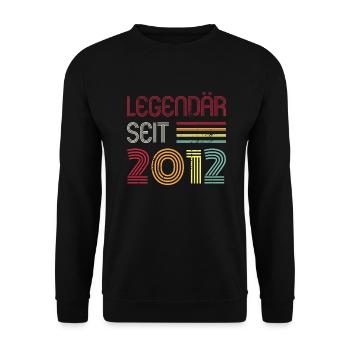 Legendär Seit 2012 Jahr Retro 12er Jahrgang - Unisex Pullover - Schwarz - Vorne - Alina (178cm) & Michal (187cm)