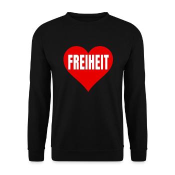 Love Freiheit Demo Demonstration Grundrechte - Unisex Pullover - Schwarz - Vorne - Alina (178cm) & Michal (187cm)