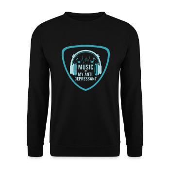 MUSIQUE MON ANTIDÉPRESSEUR - Sweat-shirt Unisexe - noir - Devant - Alina (178cm) & Michal (187cm)