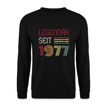 Legendär Seit 1977 Jahr Retro 77er Jahrgang - Unisex Pullover - Schwarz - Vorne - Alina (178cm) & Michal (187cm)