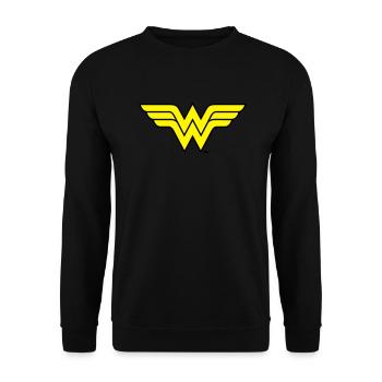 Justice League Wonder Woman Logo - Unisex Pullover - Schwarz - Vorne - Alina (178cm) & Michal (187cm)
