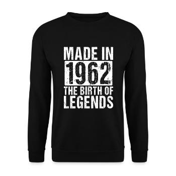 Né en 1962 Legends Birthday b - Sweat-shirt Unisexe - noir - Devant - Alina (178cm) & Michal (187cm)