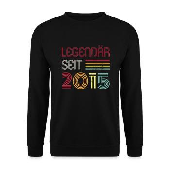 Legendär Seit 2015 Jahr Retro 15er Jahrgang - Unisex Pullover - Schwarz - Vorne - Alina (178cm) & Michal (187cm)