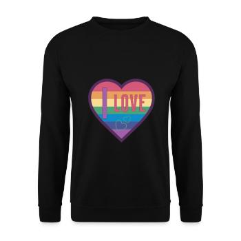 colorful heart rainbow unisex love for everyone - Unisex Pullover - Schwarz - Vorne - Alina (178cm) & Michal (187cm)