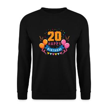 20th birthday 20 years Happy Birthday gift - Unisex Sweatshirt - black - Front - Alina (178cm) & Michal (187cm)